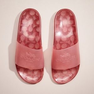 Brand New Pink Coach Rubber Slides